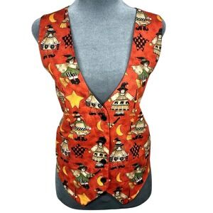 Robyn-Lyn Vintage Halloween Witch Vest Women's S/M Tie back Cottagecore Country